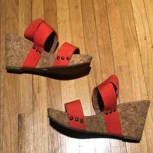 Lucky Brand Orange Cork Wedges